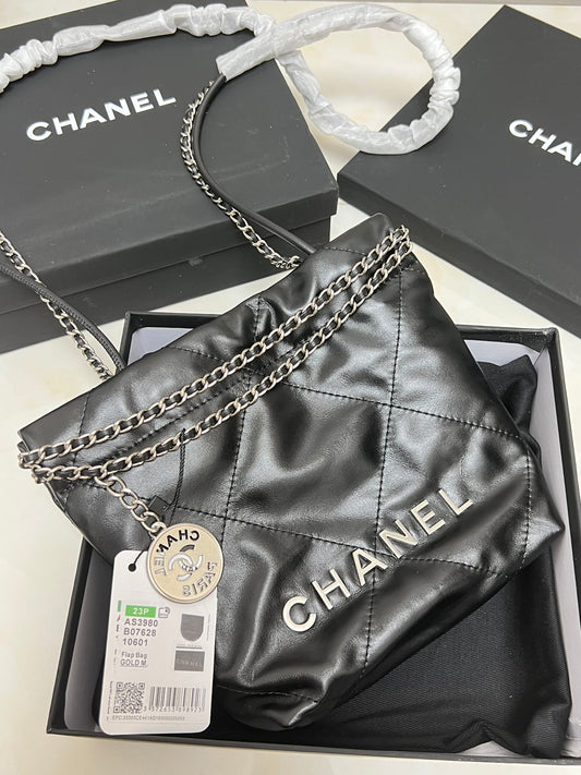 CHANEL22 Hand Bag In Black Silver Hardware Size 20x18x6 cm