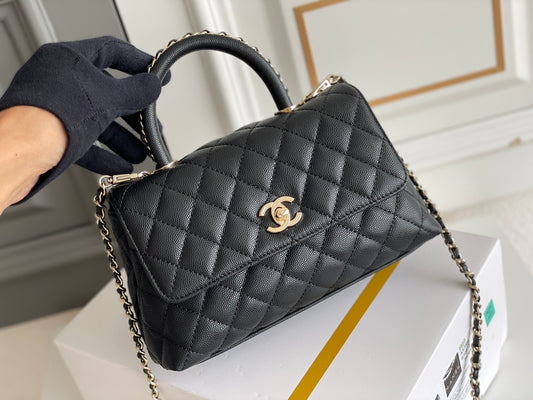 Chanel Coco Handle Black Bag Handle Flap Small/Mini Bag Black - 24x14x10cm