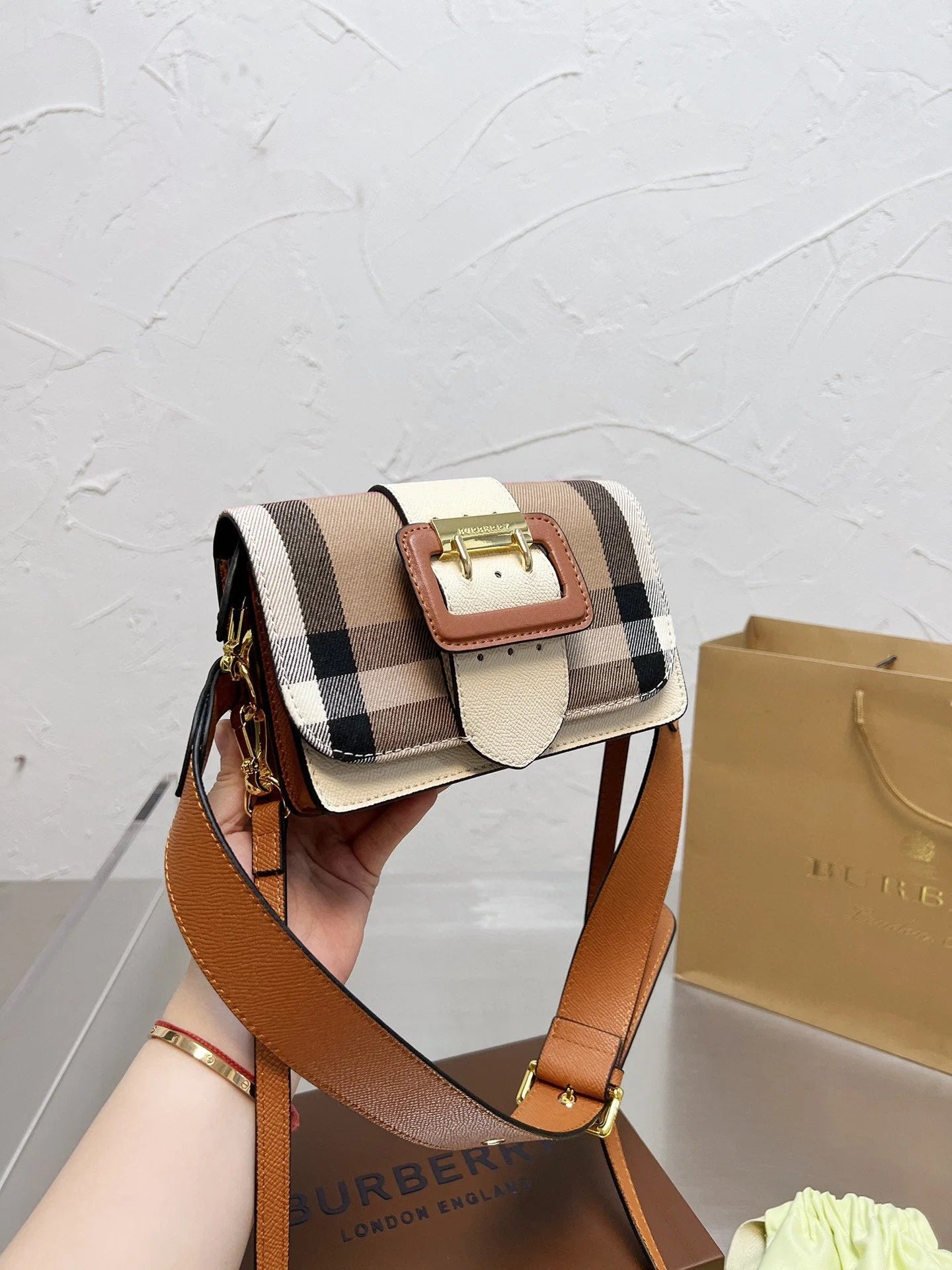 BB classic plaid small square bag