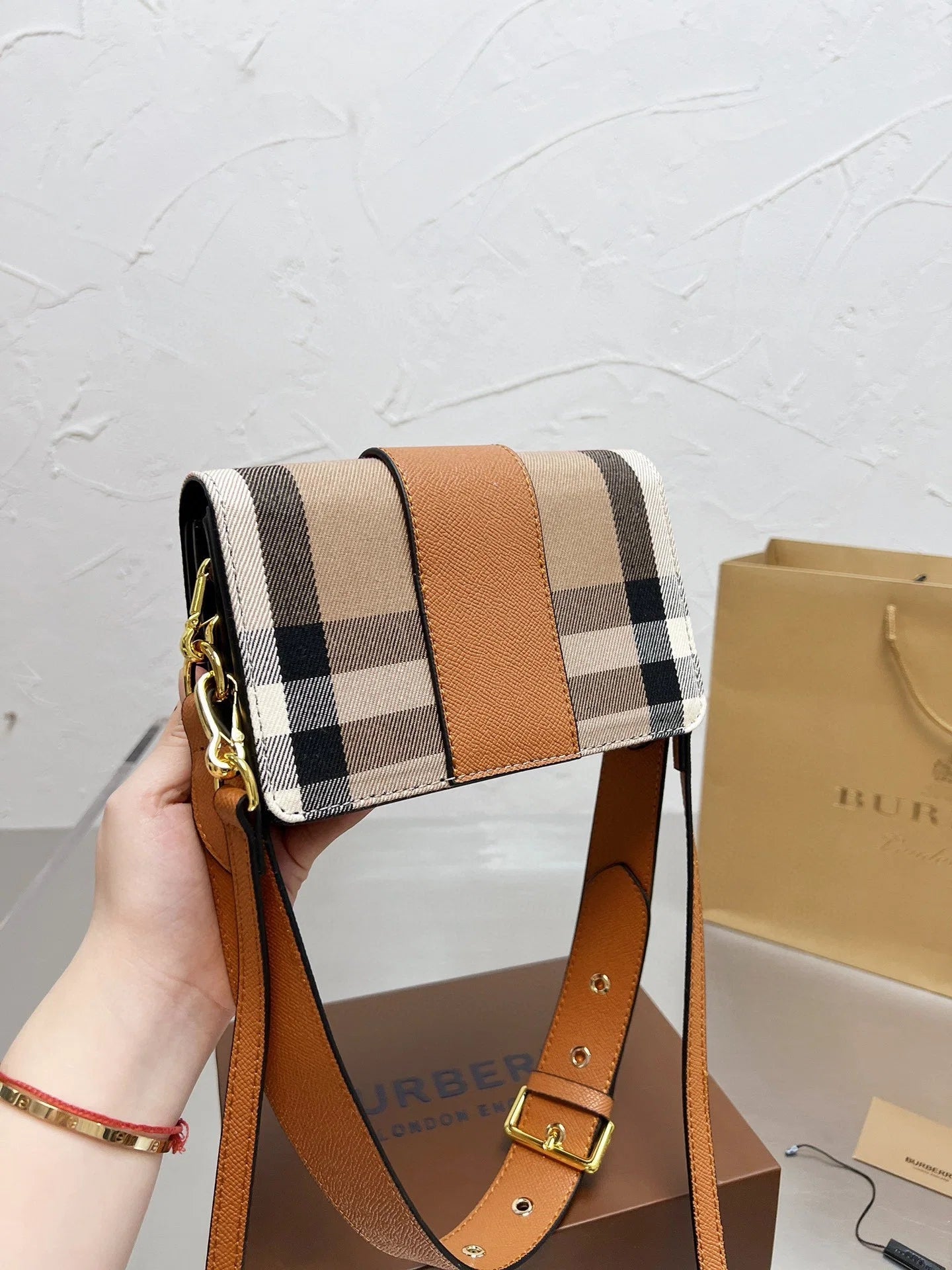 BB classic plaid small square bag