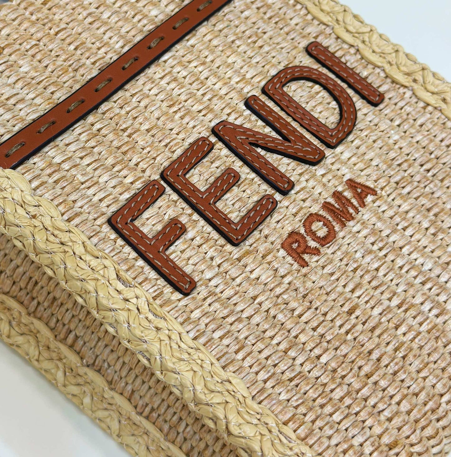 Fendi New Look Mini Square Bag Straw Size 13.5 x 5.5 x 18 cm