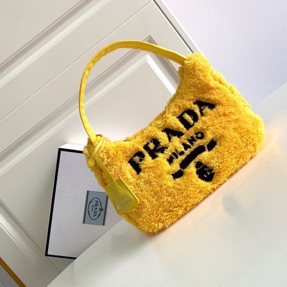 Prada Terry Cloth Mini Bag In Yellow