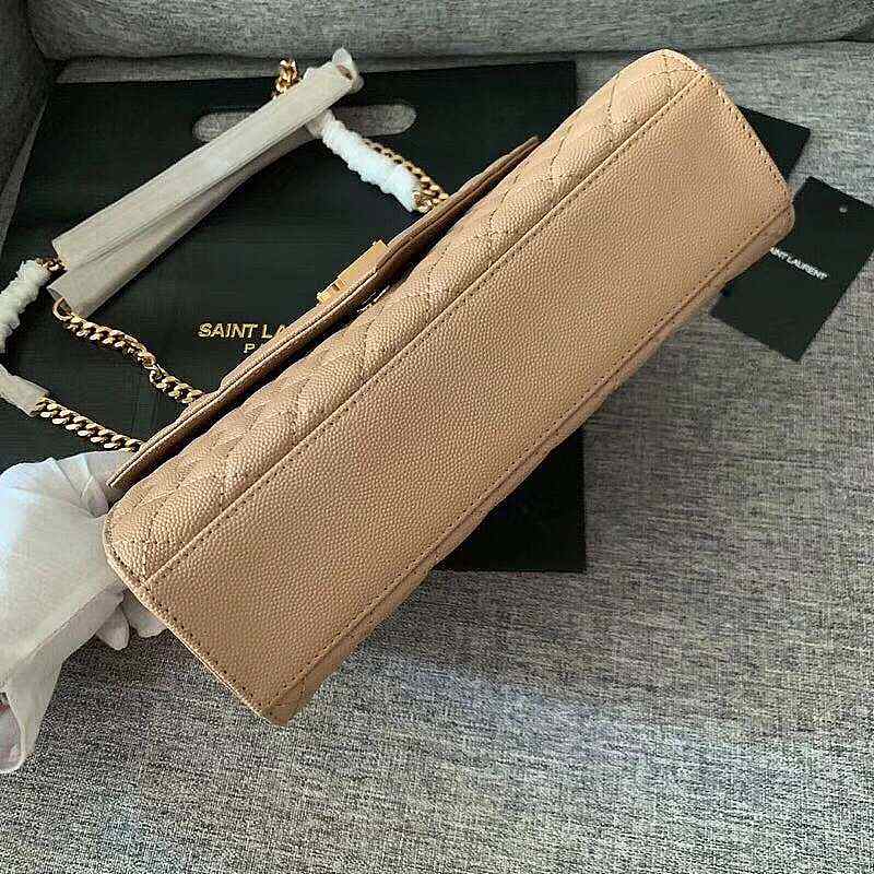 YSL  Envelope Medium Beige Grain Leather 24x17.5x6 cm