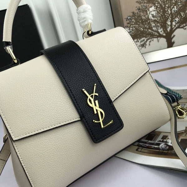 YSL original leather women's shoulder bag in White