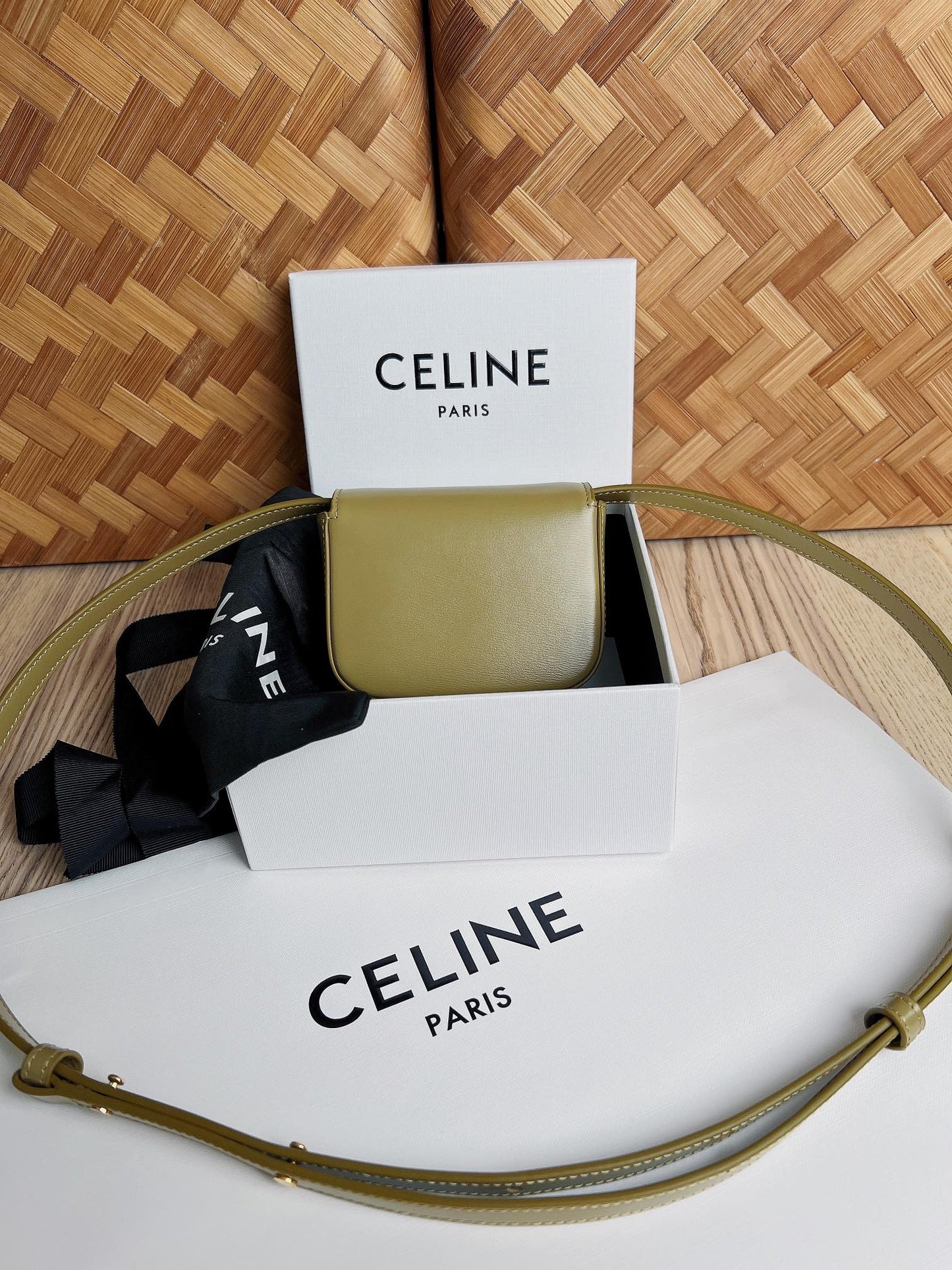 Celine Mini Triomphe Light Green Bag - 11x8x4cm